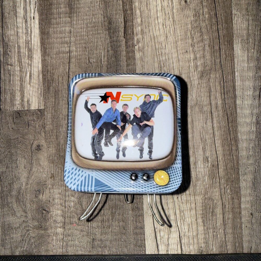 NSYNC Justin Timberlake TV Box Coin Bank Tin Vandor 2000 Rare Y2K